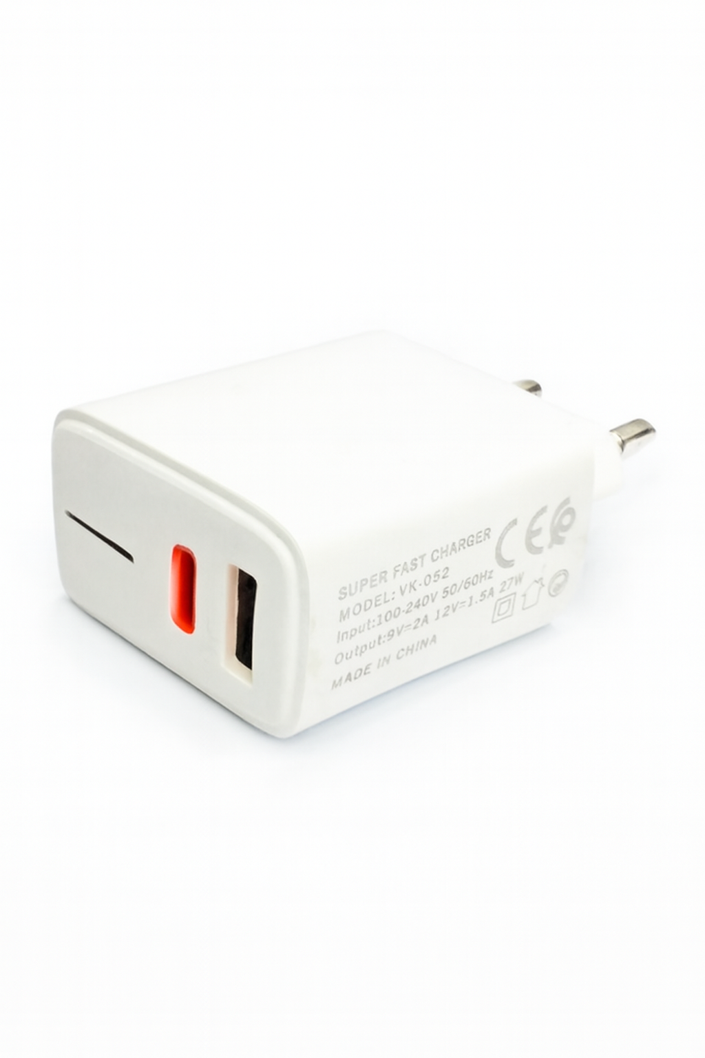 Vkerch Super Fast 27W Charger | Dual-Port (EU Plug)