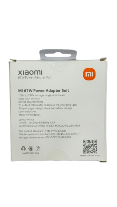 Xiaomi 67W Fast Charger (EU Plug, Type‑A) + USB‑C Cable