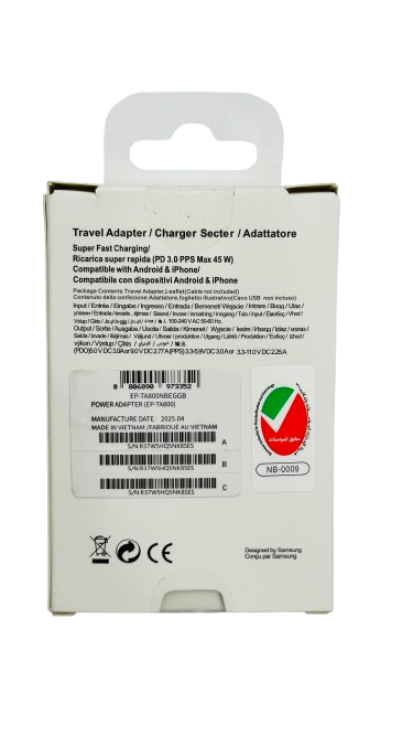 Samsung 45W USB‑C PD Adapter (EU 2‑Pin) | PPS