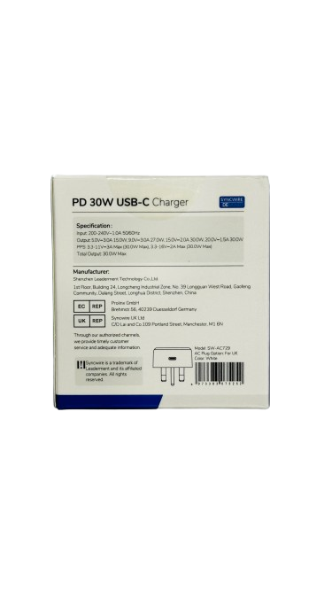 Syncwire 30W USB‑C PD Charger (UK 3‑Pin, PPS)
