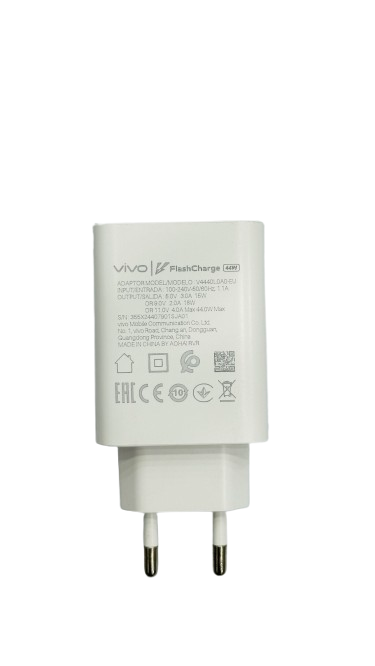 Vivo FlashCharge 44W Charger Adapter (EU Plug, USB‑A)